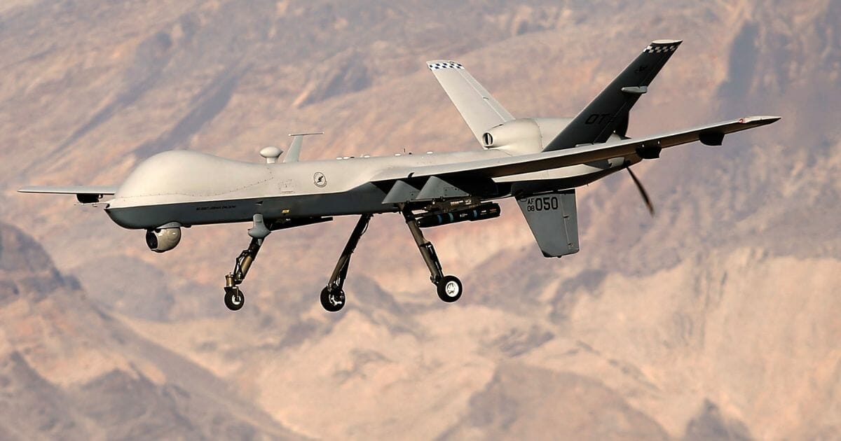 An MQ-9 Reaper drone is pictured in a file photo from 2015. A Reaper drone was shot down over Yemen on Tuesday, the second such military drone shot down over the country since June.