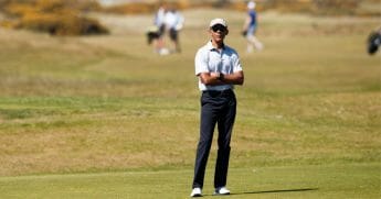 Former President Barack Obama plays golf in St. Andrews, Scotland.