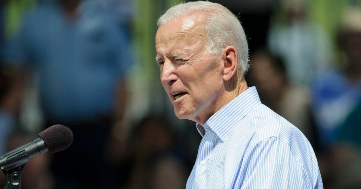 Former Vice President Joe Biden is pictured announcing his presidential campaign in 2019.