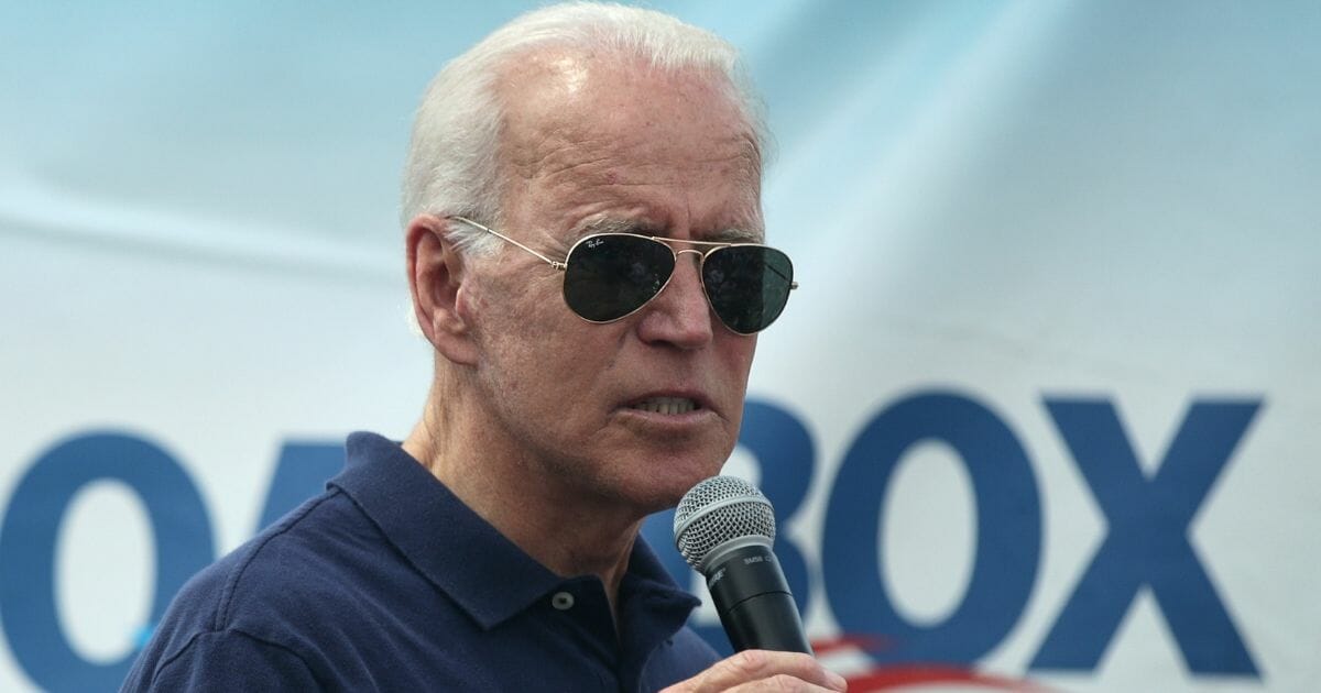 Former Vice President Joe Biden frowns during an Aug. 8, 2019, event.