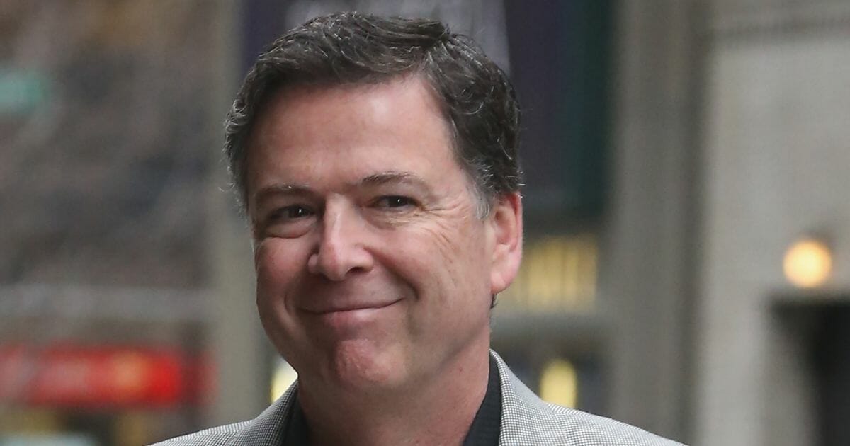 Former FBI Direct James Comey arrives at the Ed Sullivan Theater in New York in April 2018 for a taping of "The Late Show with Stephen Colbert."