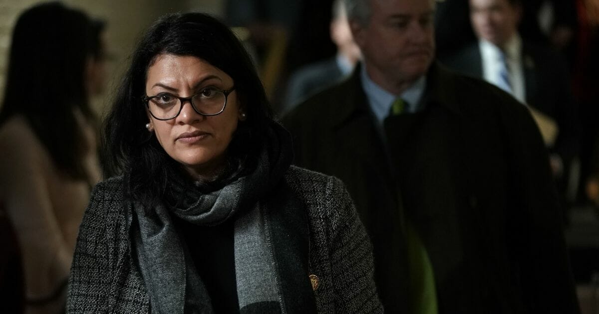 Democratic Rep. Rashida Tlaib of Michigan leaves after a caucus meeting at the U.S. Capitol January 9, 2019 in Washington, DC. House Democrats gathered to discuss the Democratic agenda as the partial government shutdown enters day 19.