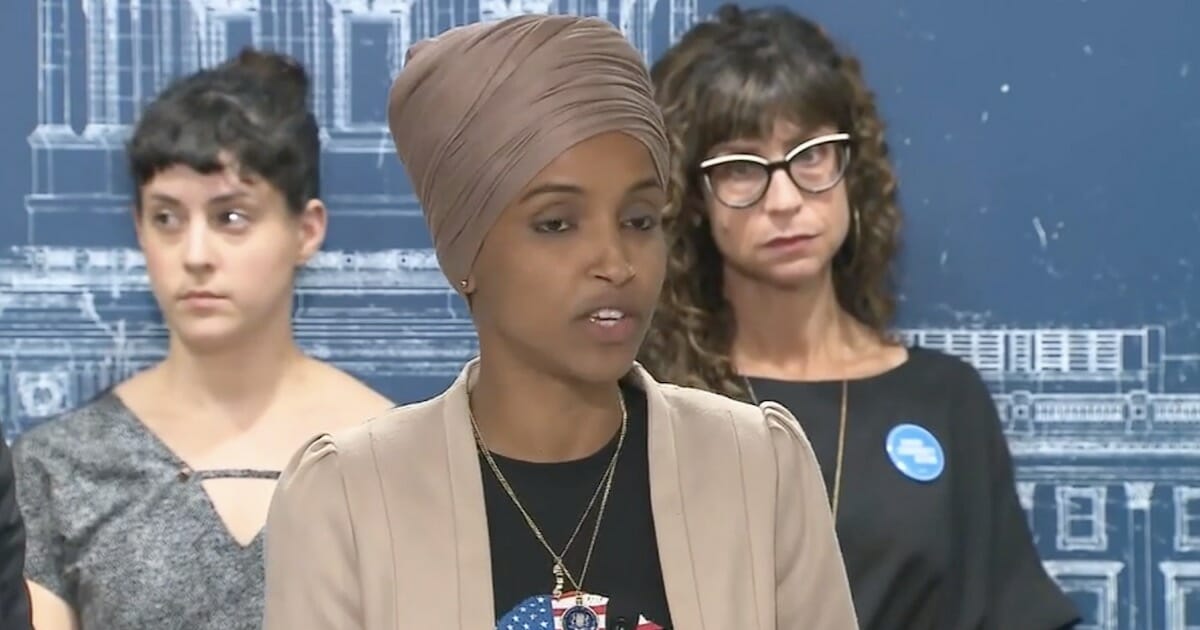 U.S. Rep. Ilhan Omar at a news conference on Monday.