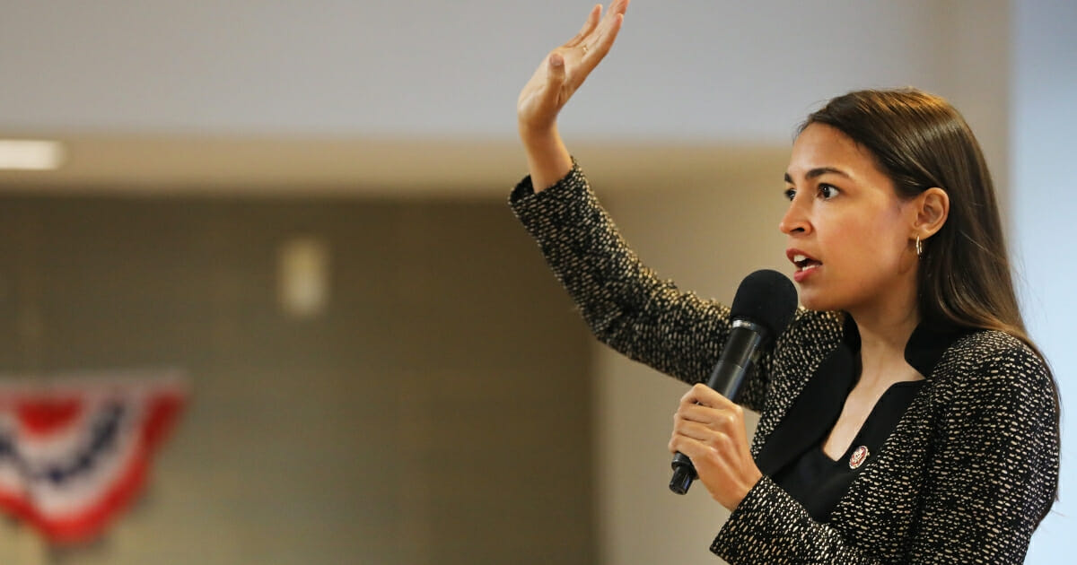 Rep. Alexandria Ocasio-Cortez (D-New York) speaks at a public housing town hall at a New York City Housing Authority residence on Aug. 29, 2019, in the Bronx borough of New York City.