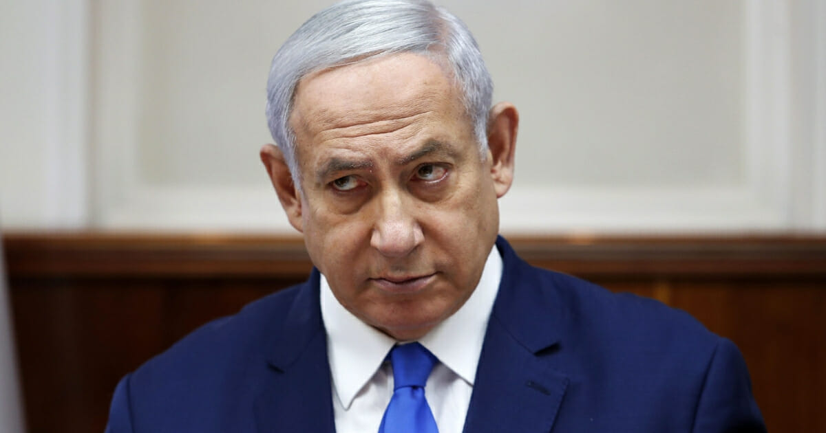 Israeli Prime Minister Benjamin Netanyahu attends the weekly cabinet meeting in Jerusalem on July 14, 2019.