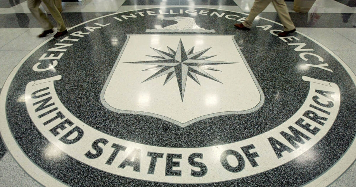 The CIA symbol is shown on the floor of CIA Headquarters, July 9, 2004, at CIA headquarters in Langley, Virginia.