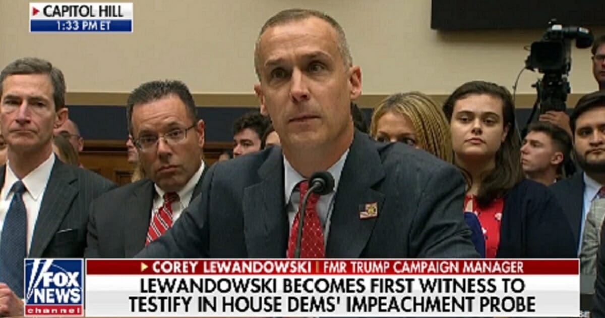 Former Trump campaign manager Corey Lewandowski testifies before the House Judiciary Committee on Tuesday.