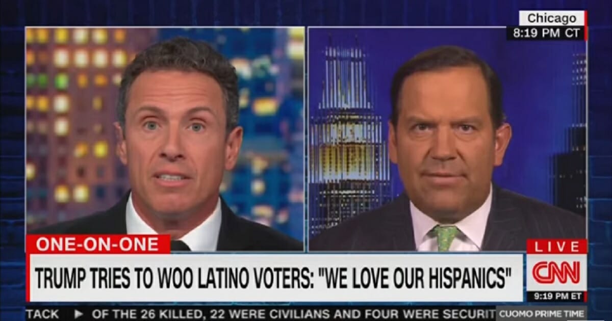 CNN's Chris Cuomo, left, interviews Steve Cortes, right, a Trump Hispanic advisory board member and CNN contributor.