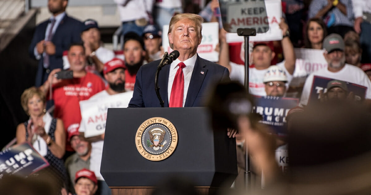 President Donald J. Trump speaks during his Keep America Great Rally on Sept. 16, 2019, at the Santa Ana Star Center in Rio Rancho, New Mexico.