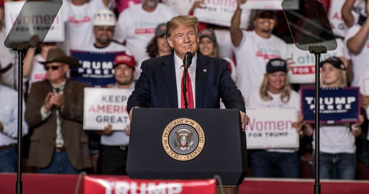 President Donald Trump speaks during a rally Sept. 16, 2019, at the Santa Ana Star Center in Rio Rancho, New Mexico.