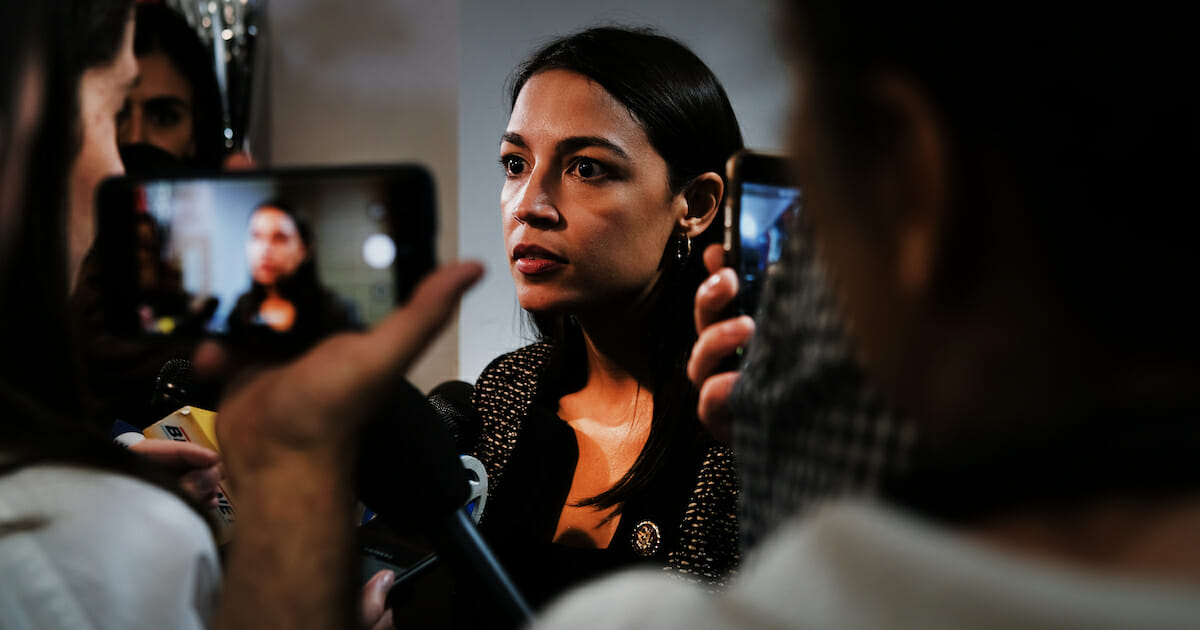 Alexandria Ocasio-Cortez speaks at an event in New York last week.