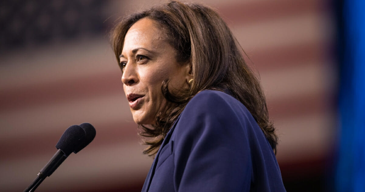 Democratic presidential candidate Sen. Kamala Harris (D-California) speaks during the New Hampshire Democratic Party Convention at the SNHU Arena on Sept. 7, 2019 in Manchester, New Hampshire.