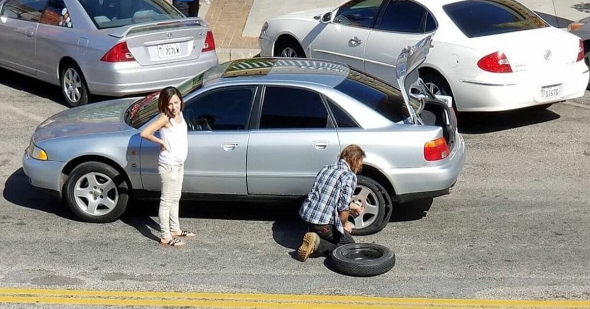 Man changing tires