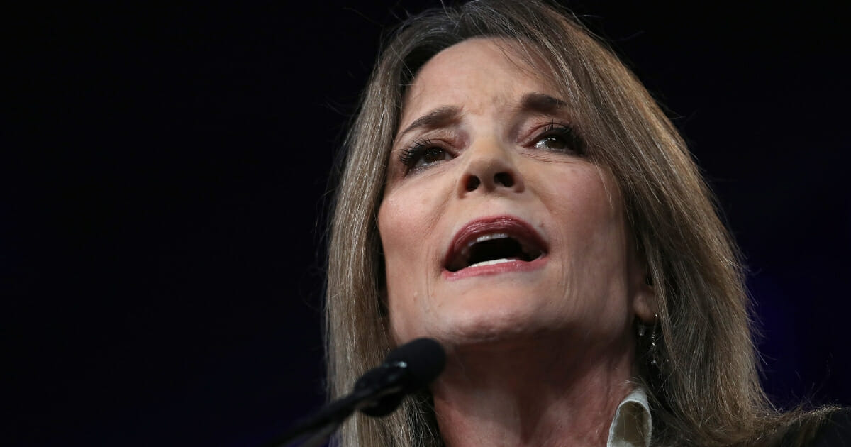 Democratic presidential candidate Marianne Williamson speaks during the Democratic Presidential Committee summer meeting on Aug. 23, 2019, in San Francisco, California.