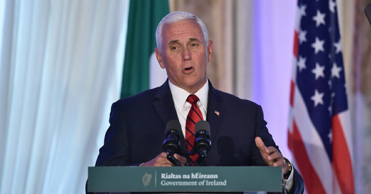 Vice President Mike Pence holds a news conference with Taoiseach Leo Varadkar at Farmleigh House on Sept. 3, 2019, in Dublin, Ireland.