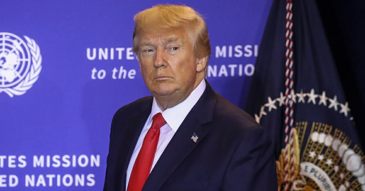 President Donald Trump arrives during a press conference on the sidelines of the United Nations General Assembly on Sept. 25, 2019, in New York City.