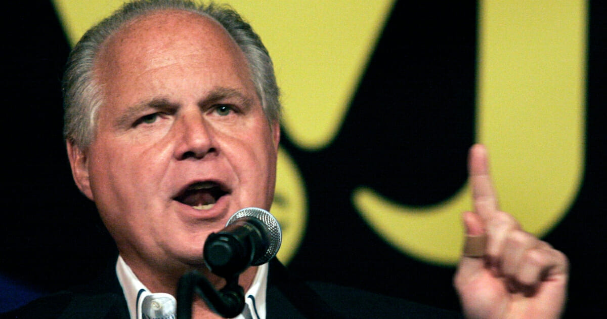Radio talk show host and conservative commentator Rush Limbaugh speaks at "An Evenining With Rush Limbaugh" event on May 3, 2007, in Novi, Michigan.