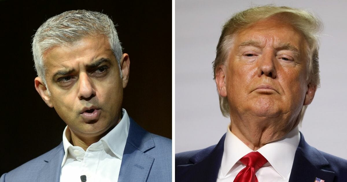 London Mayor Sadiq Khan, left; and President Donald Trump, right.
