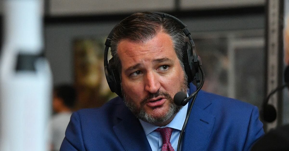 Texas Sen. Ted Cruz talks with SiriusXM host Julie Mason at The National Air and Space Museum on July 17, 2019 in Washington, D.C.