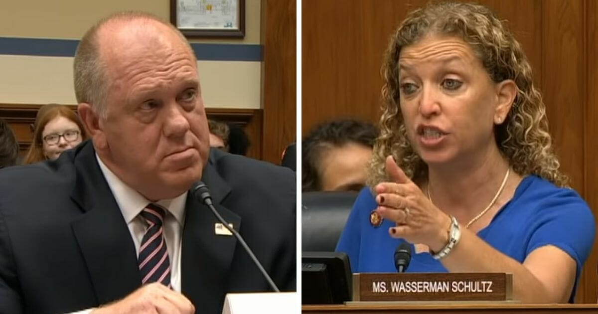 Former acting Director of Immigration and Customs Enforcement Tom Homan, left; and Rep. Debbie Wasserman Schultz, right.