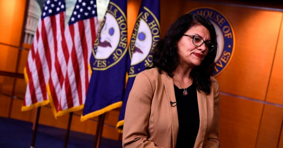 Michigan Democratic Rep. Rashida Tlaib is pictured in a file photo from July in the nation's Capitol. 
