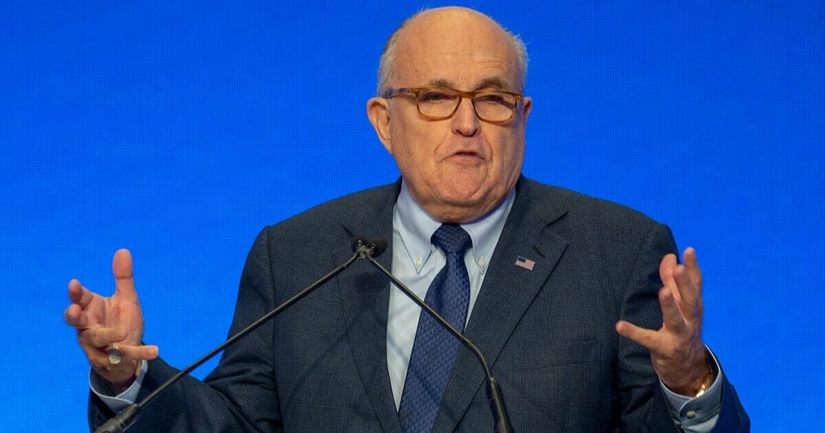 Former New York Mayor Rudy Giuliani is pictured in a file photo from the Conference on Iran In May 2018 in Washington.