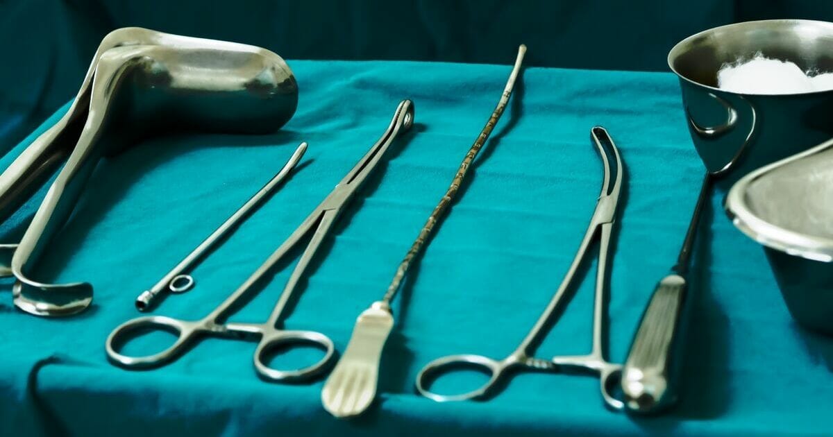 Stock image of sterile tools used for abortion in a hospital's operation room.