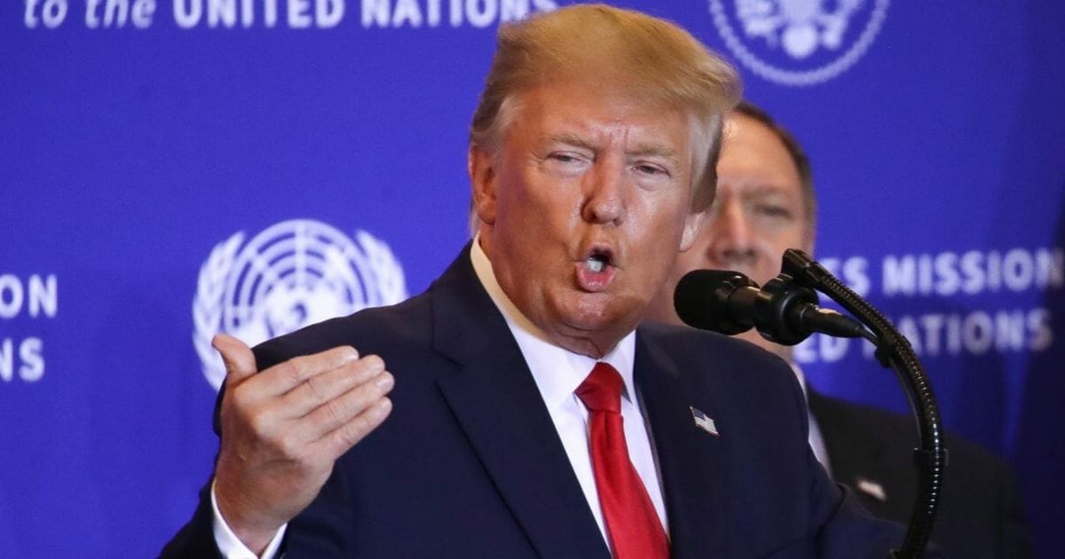 President Donald Trump answers questions at a news conference Wednesday at the United Nations.