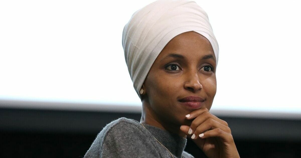 Ilhan Omar seen participating in a panel in Washington, D.C.