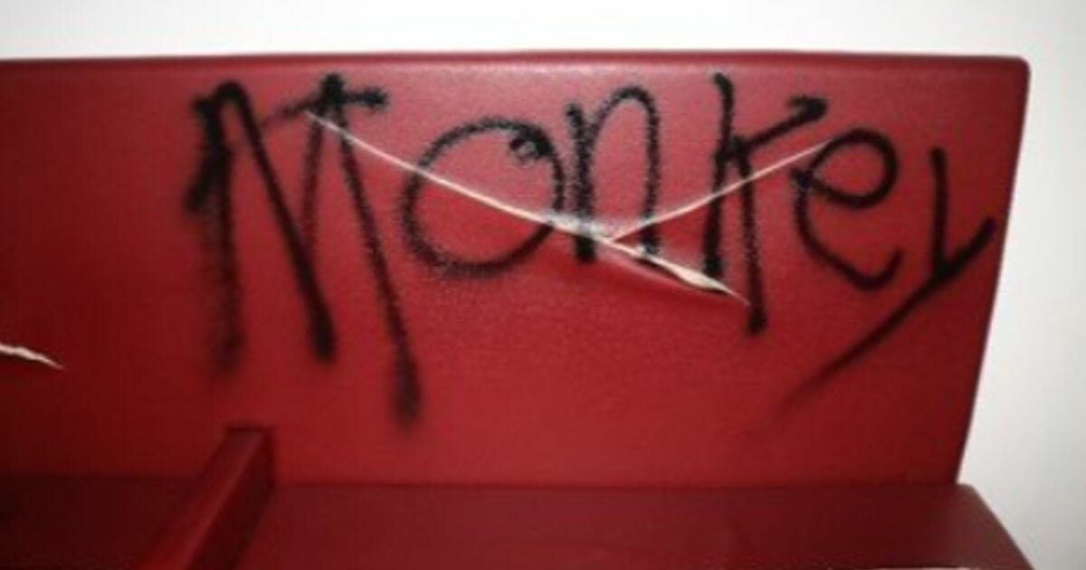 Alleged fake hate crime graffiti.