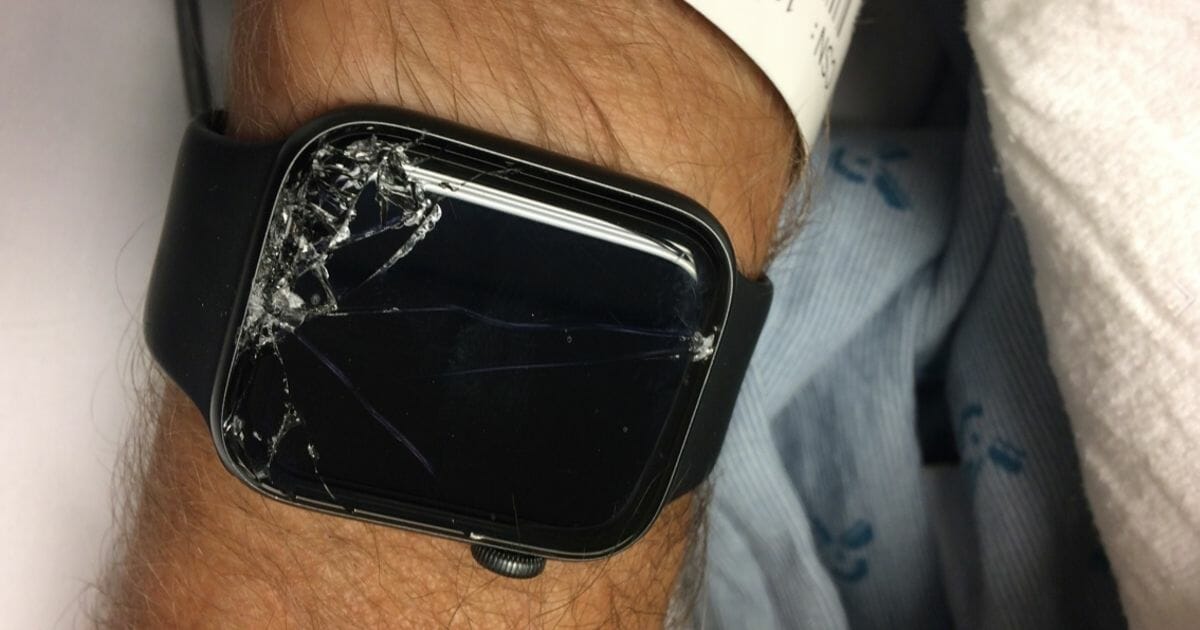 Apple Watch cracked after man falls from his bike.
