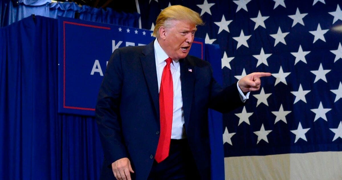 President Donald Trump arrives for a "Keep America Great" campaign rally at The Crown Arena in Fayetteville, North Carolina, on September 9, 2019.