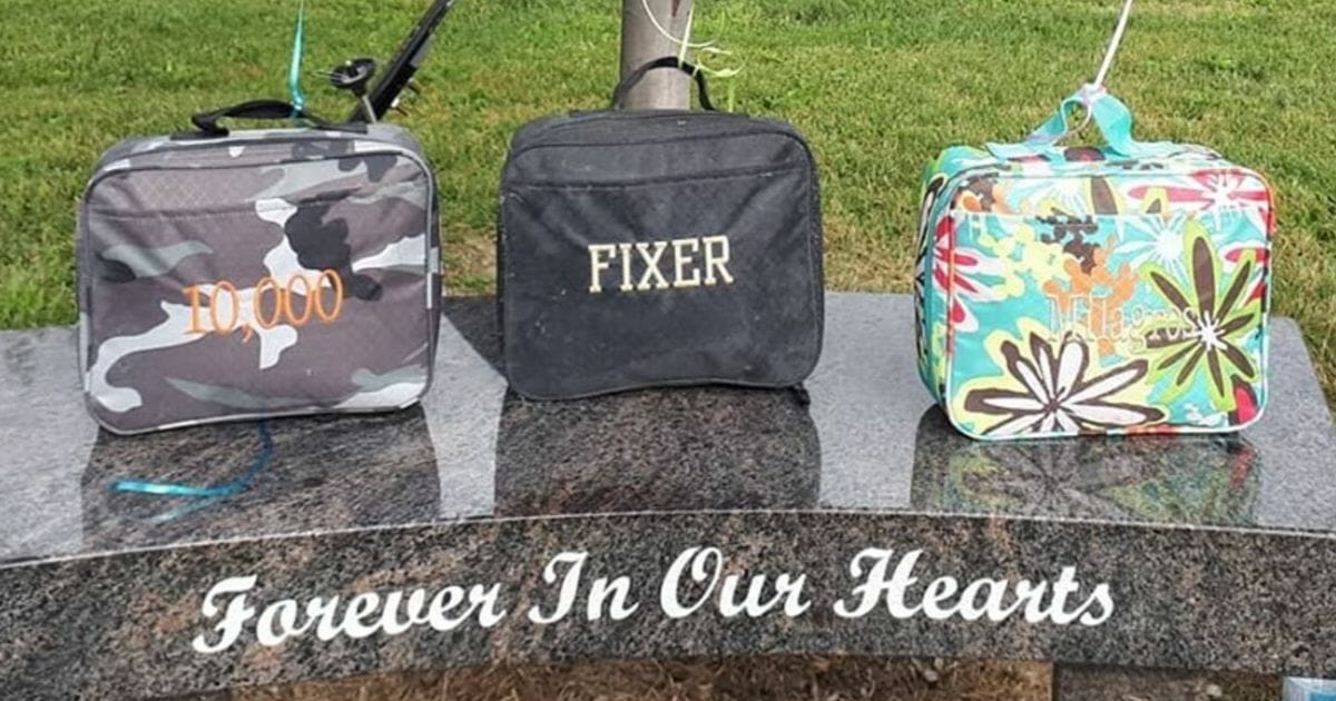 Lunch boxes on a grave