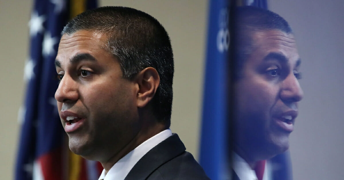 FCC Chairman Ajit Pai speaks during at the National Press Club on Oct. 1, 2018, in Washington, D.C.