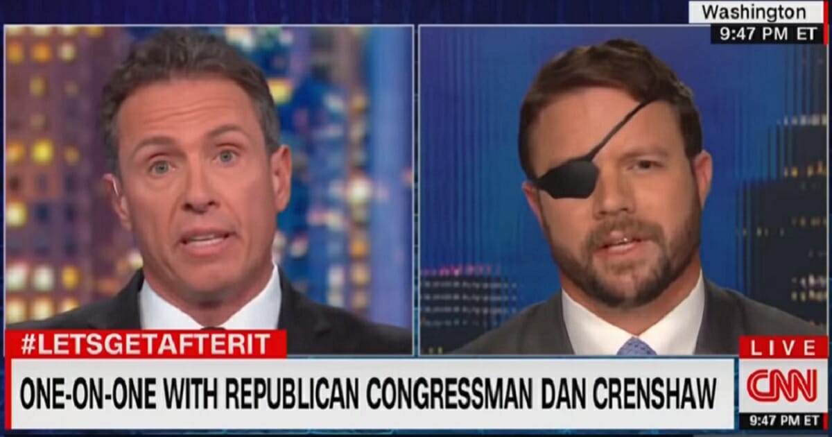CNN's Chris Cuomo, left; and Rep. Dan Crenshaw, right.