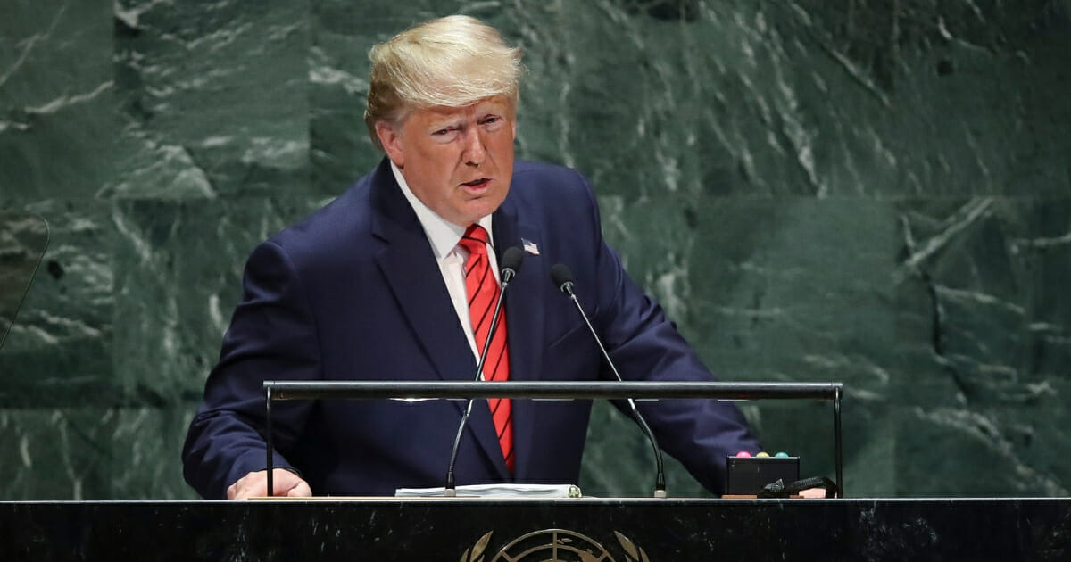 President Donald Trump addresses the United Nations General Assembly at UN headquarters on Sept. 24, 2019, in New York City.