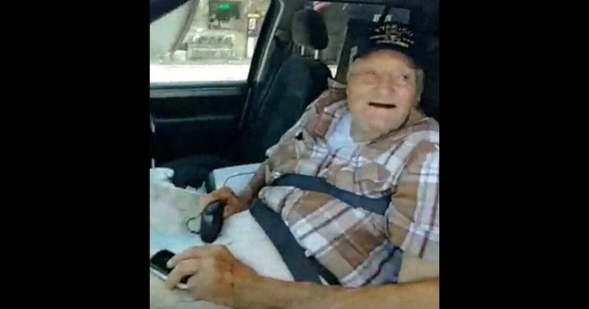 Elderly man in car