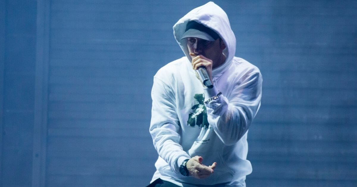 Special guest Eminem performs during the Big Sean concert in his hometown of Detroit at Joe Louis Arena on Nov. 6, 2015, in Detroit, Michigan.