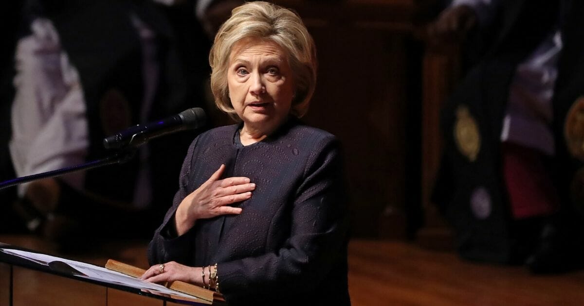 Former first lady and Secretary of State Hillary Clinton delivers remarks during the funeral service for Rep. Elijah Cummings at New Psalmist Baptist Church on Oct. 25, 2019, in Baltimore, Maryland.