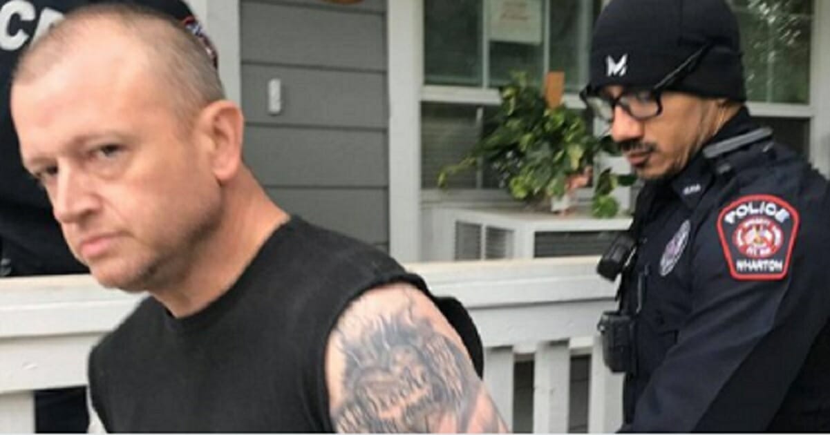 Burglary suspect Jason San Miguel is taken into custody by Wharton, Texas, police within a day of telling a police detective he would not be found.