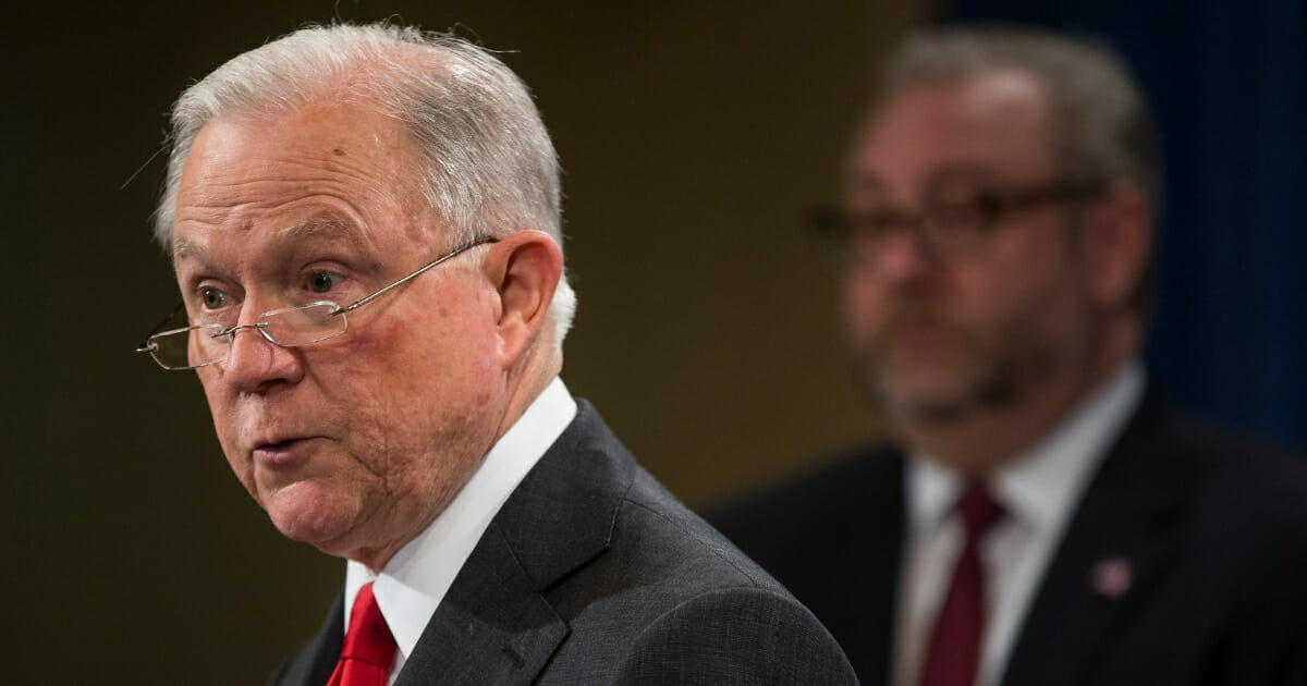 Then-Attorney General Jeff Sessions speaks during a news conference on Nov. 1, 2018, in Washington, D.C.