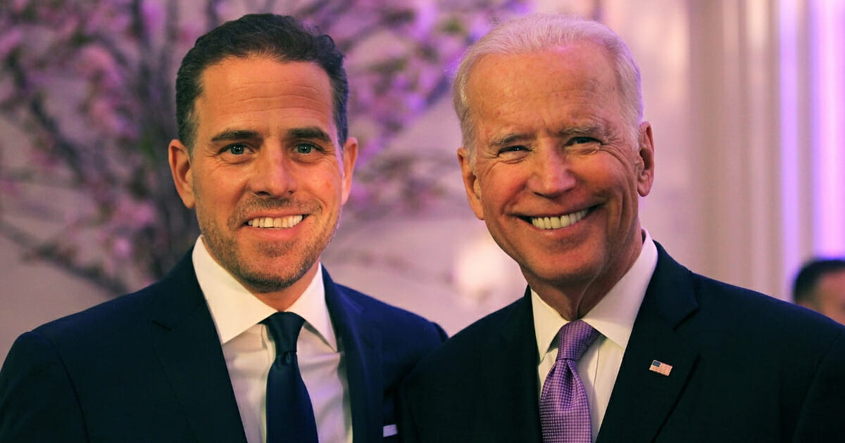 Then-Vice President Joe Biden and his son, Hunter, on April 12, 2016, in Washington, D.C.