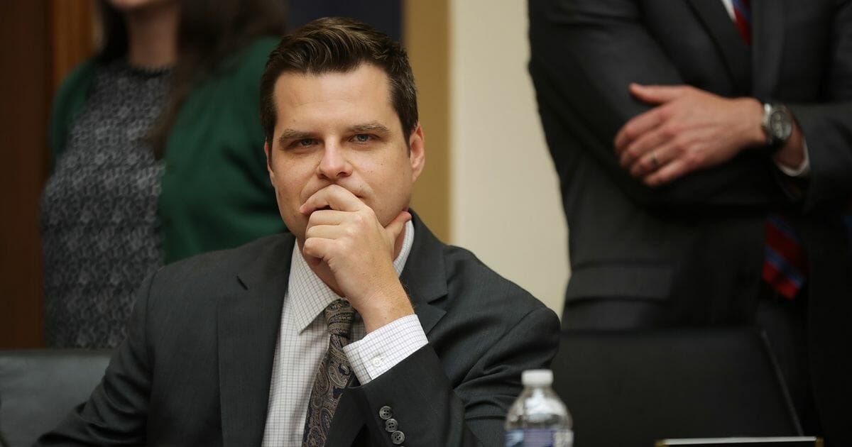 House Judiciary Committee member Rep. Matt Gaetz before a hearing about the Mueller Reporter in the Rayburn House Office Building on Capitol Hill June 10, 2019, in Washington, D.C.