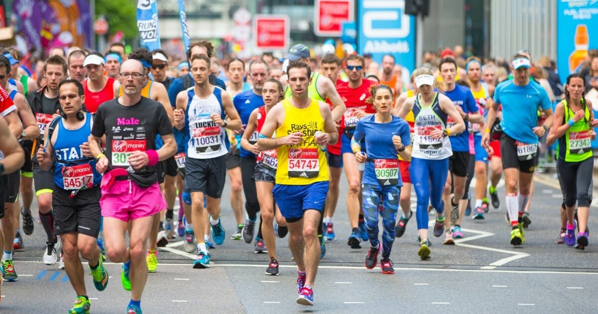 People running in the London Marathon.