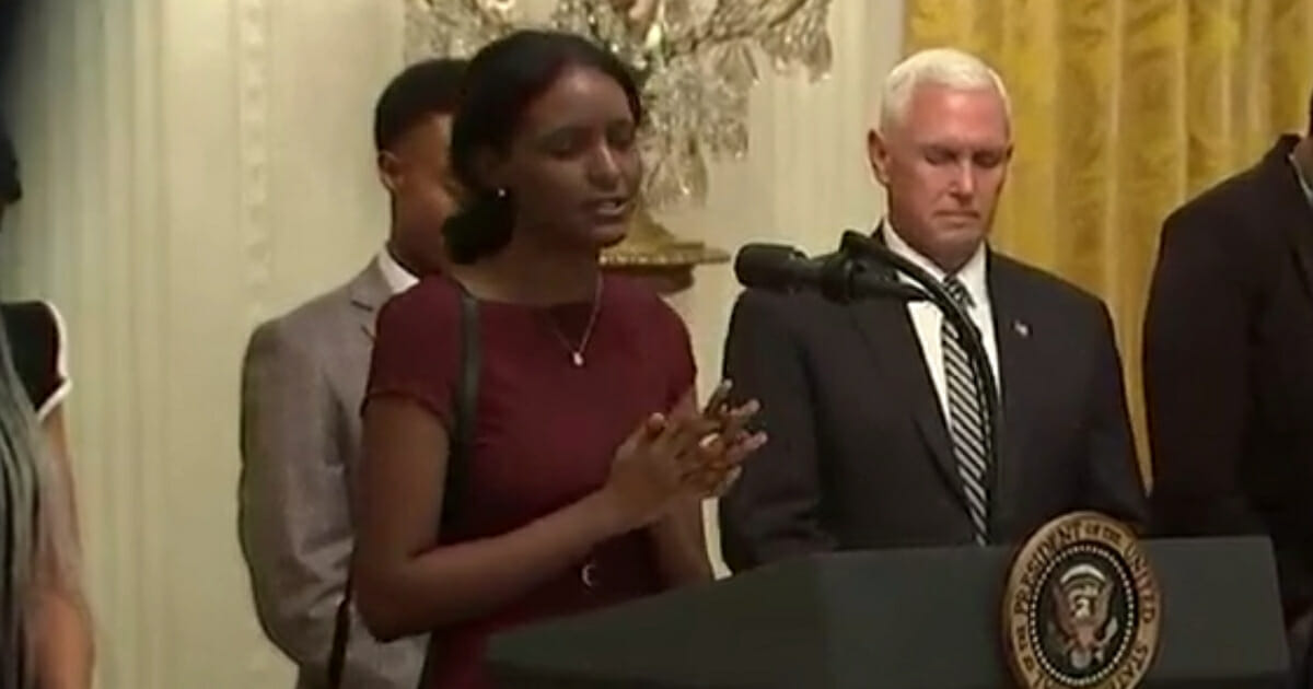 President Donald Trump had a simple, yet touching response Friday when a young Ethiopian woman led the Young Black Leadership Summit at the White House in prayer.