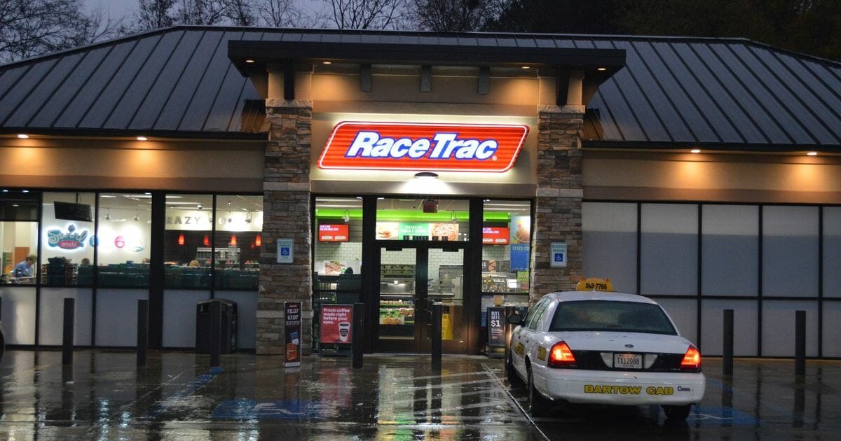 RaceTrac gas station sign and logo.