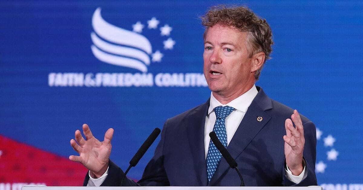 Sen. Rand Paul (R-Ky.) addresses the Faith and Freedom Coalition's Road to Majority Policy Conference at the Marriott Wardman Park Hotel June 27, 2019, in Washington, D.C.