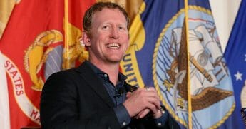 Robert O'Neill speaks onstage during book signing and lecture at Richard Nixon Library on July 26, 2017, in Yorba Linda, California.