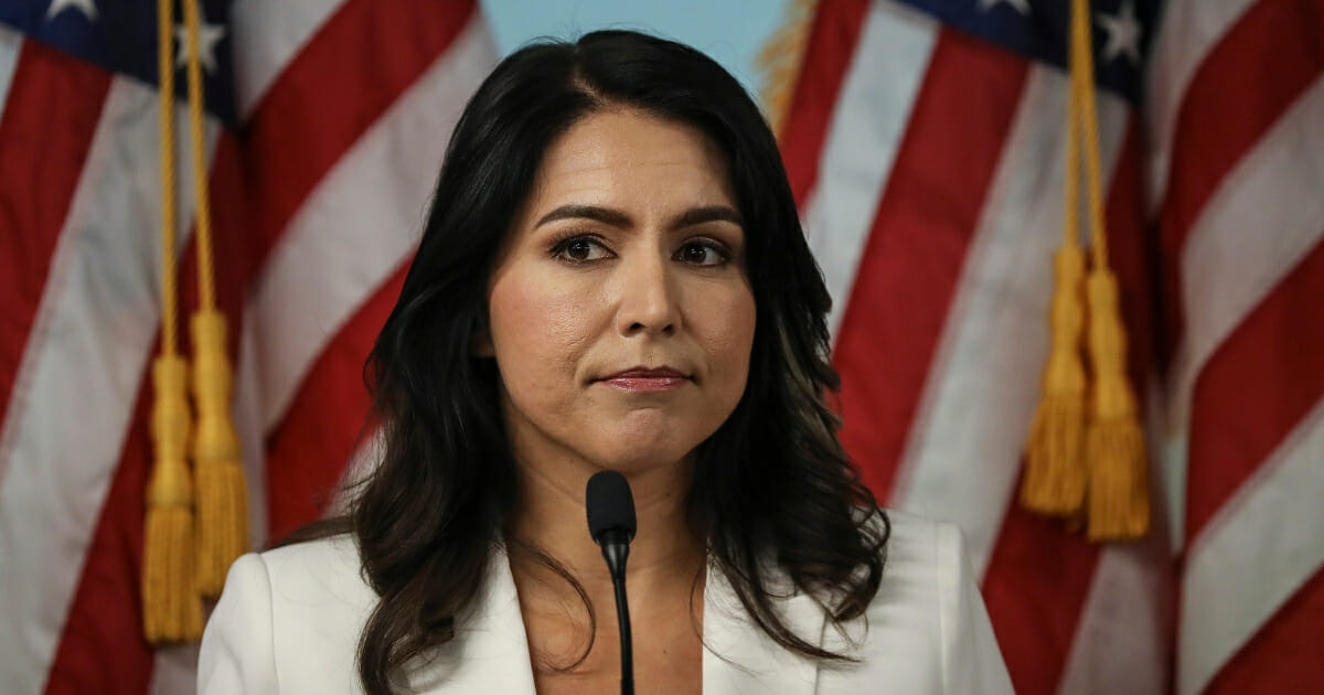 Democratic presidential candidate Rep. Tulsi Gabbard of Hawaii speaks during a news conference in New York on Oct. 29, 2019.