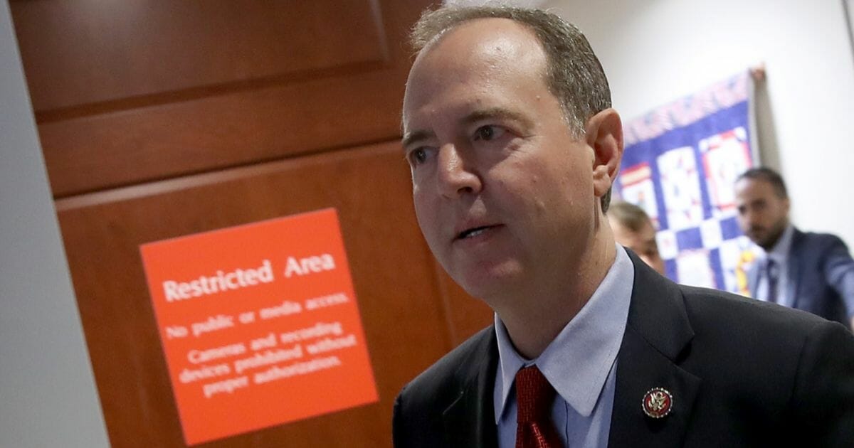 House Intelligence Committee Chairman Rep. Adam Schiff arrives at a Capitol news conference on Tuesday.